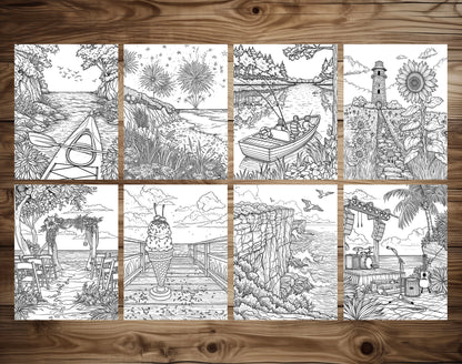 101 Chill Vibes Summer Relaxation Coloring Pages  - Instant Download - Printable PDF