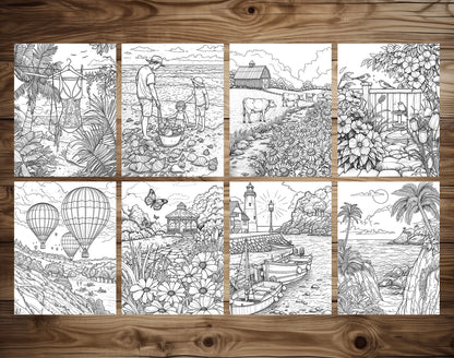 101 Chill Vibes Summer Relaxation Coloring Pages  - Instant Download - Printable PDF