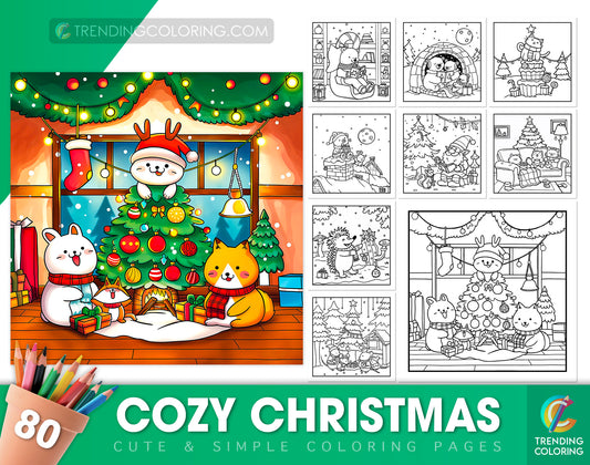 80 Cozy Christmas Cute & Simple Coloring Pages