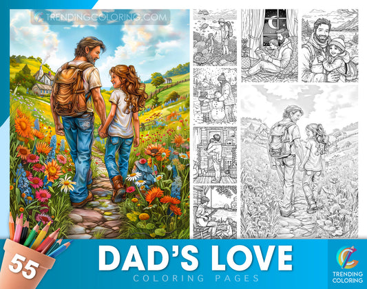 55 Dad's Love Coloring Pages - Father's Day Coloring Pages - Instant Download - Printable PDF
