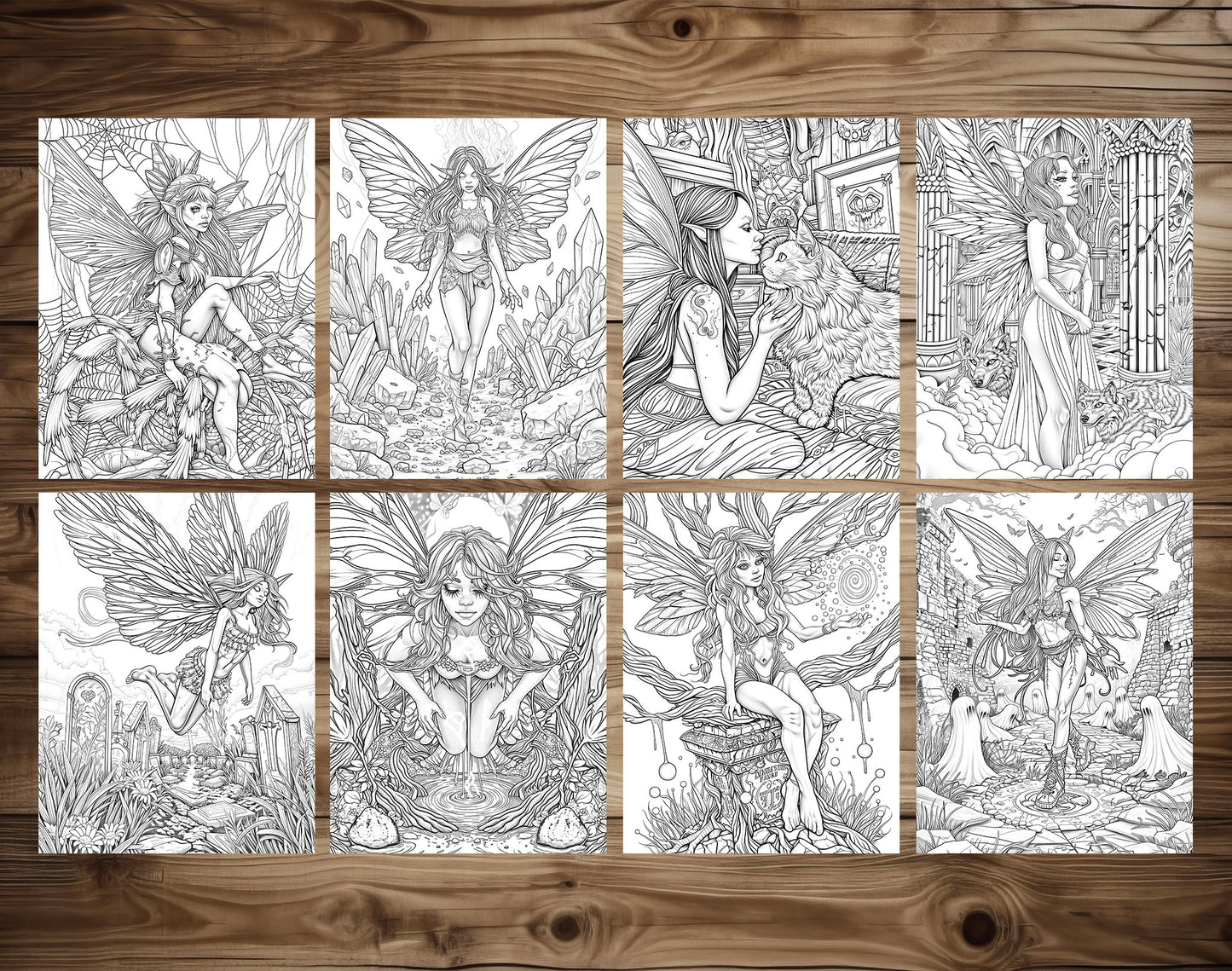 60 Dark Fairies 2 Coloring Pages  - Instant Download - Printable PDF