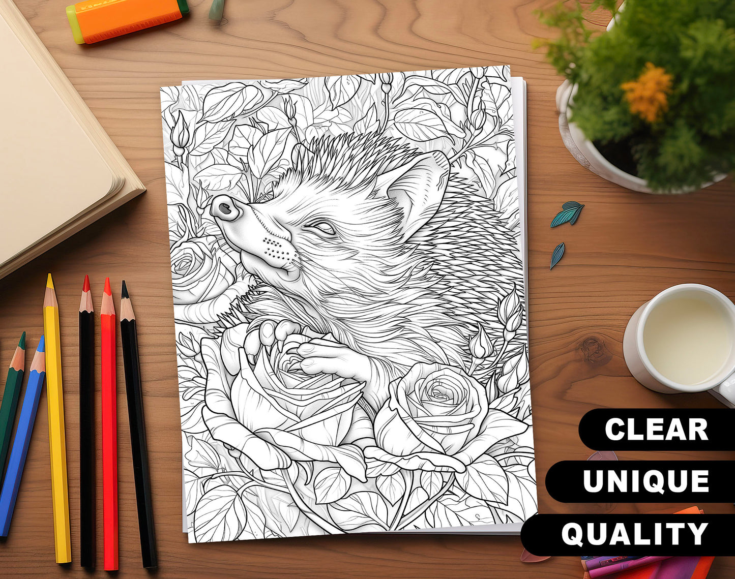 50 Animals & Flowers Coloring Pages  - Instant Download - Printable PDF