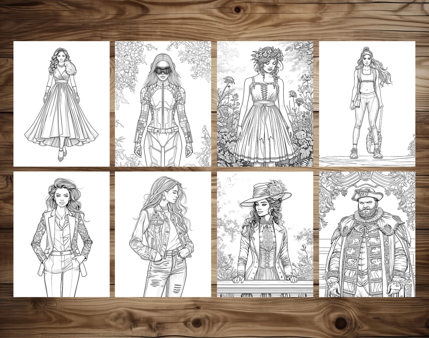 75 Fashion Through Ages Coloring Pages - Instant Download - Printable