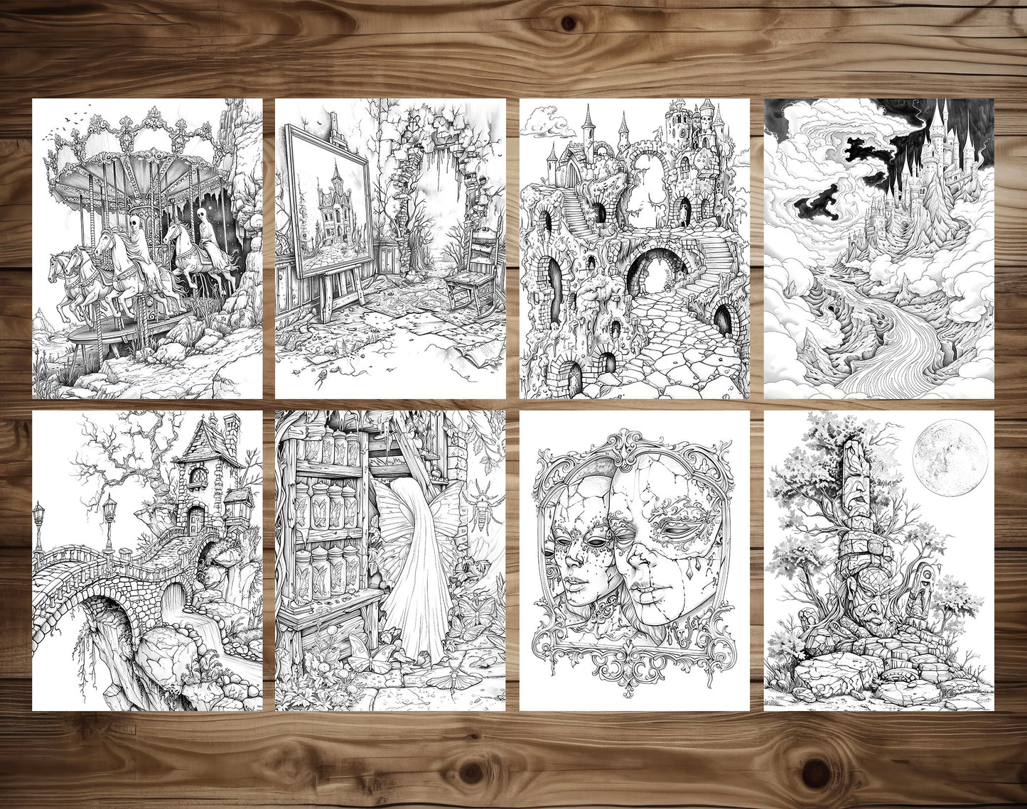 80 Gothic Wonderland Coloring Pages - Instant Download - Printable PDF