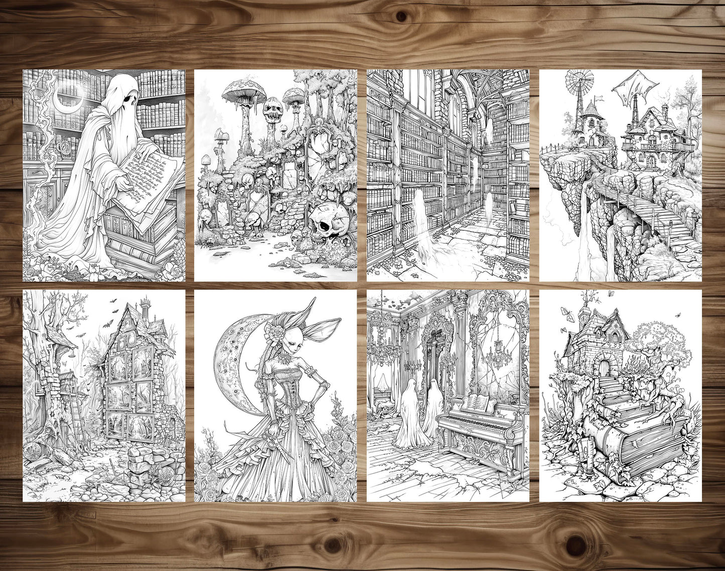 80 Gothic Wonderland Coloring Pages - Instant Download - Printable PDF