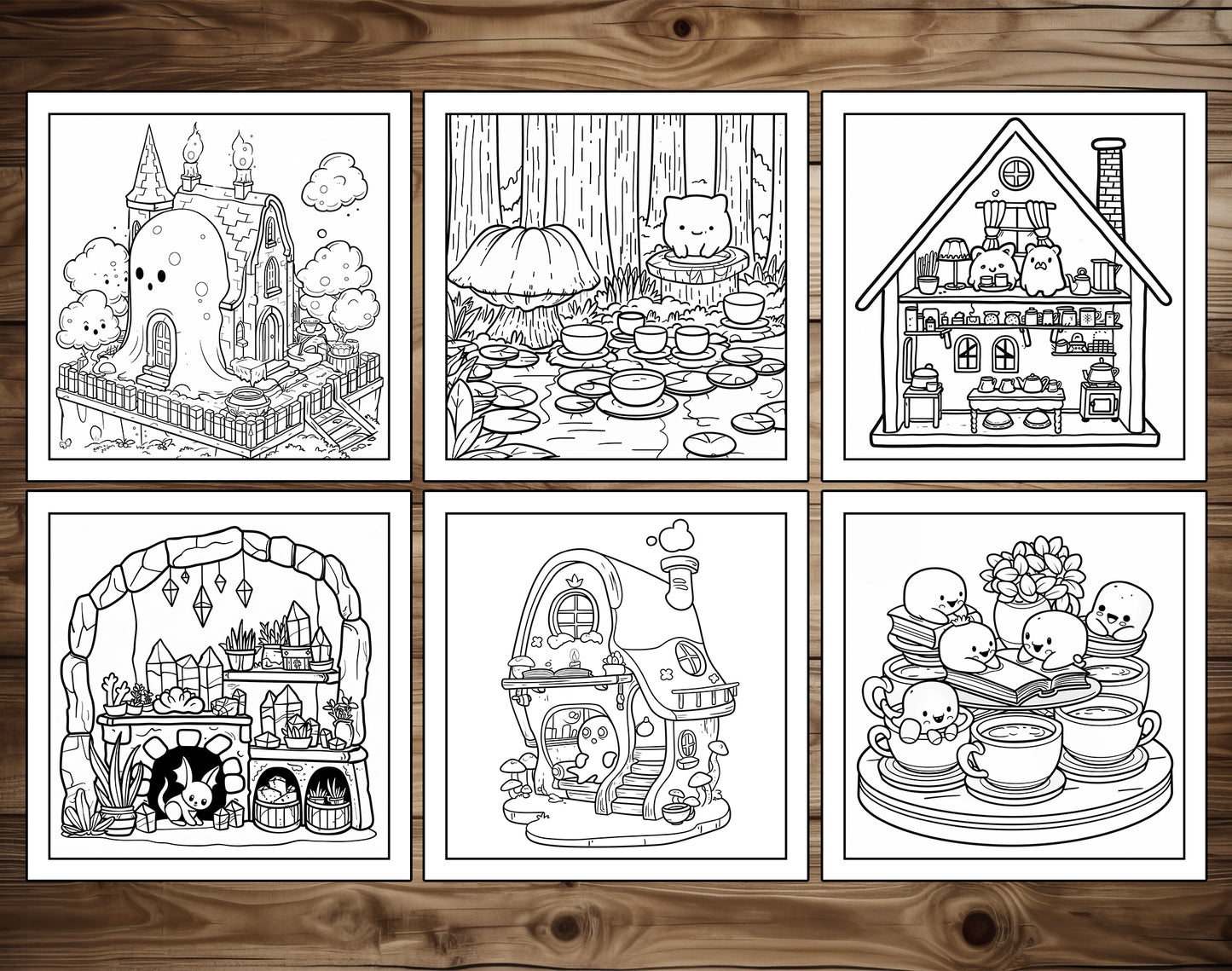 101 Kawaii Monster Corners Cute & Cozy Coloring Pages - Instant Download - Printable PDF