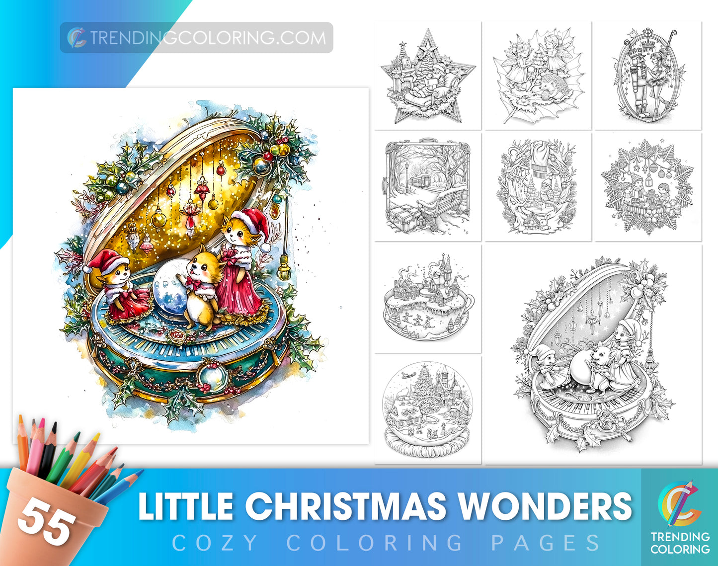 55 Little Christmas Wonders Cozy Coloring Pages