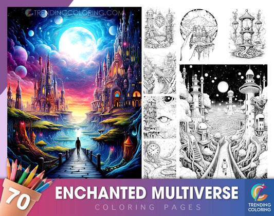 70 Enchanted Multiverse Coloring Pages - Instant Download - Printable