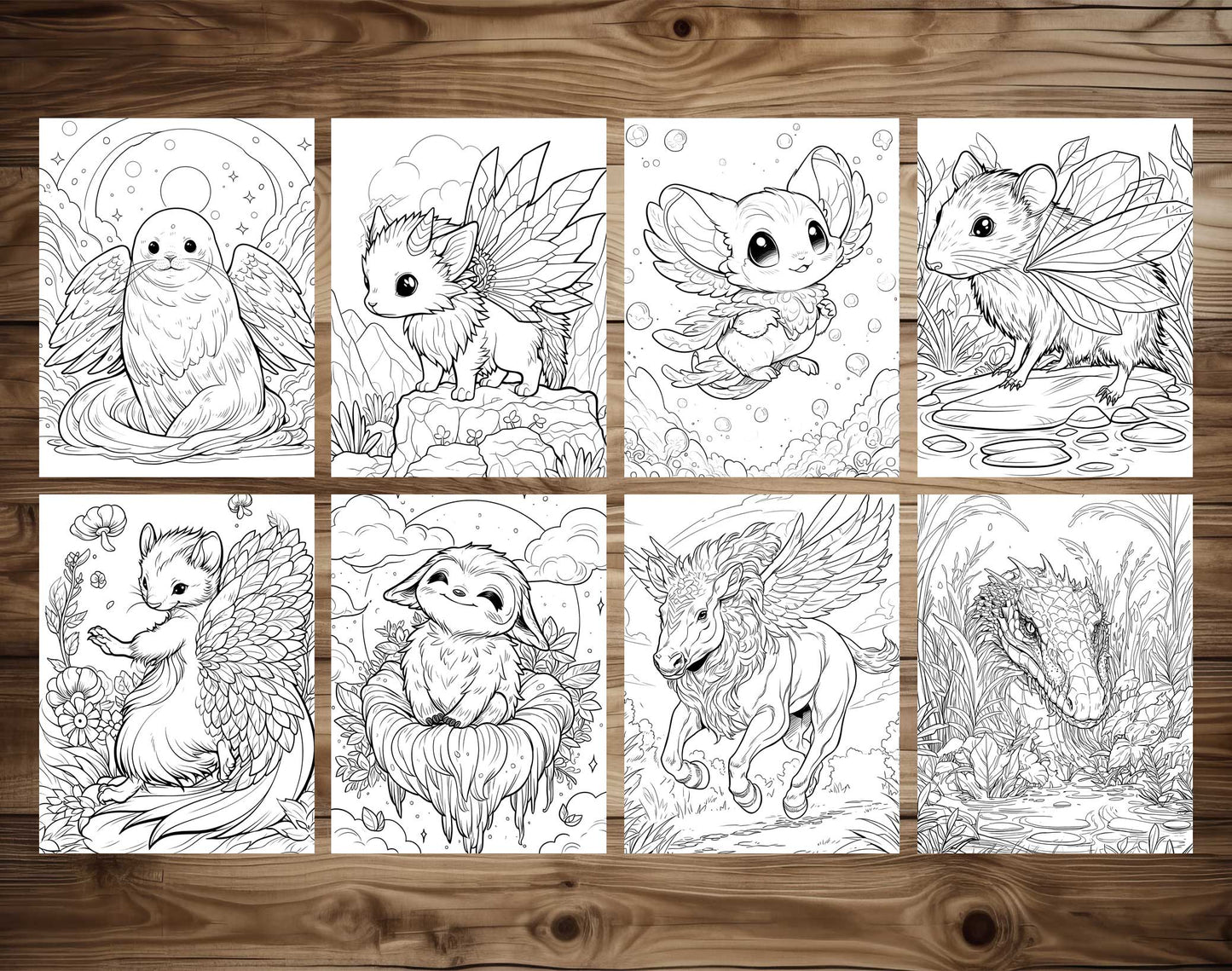 70 Fairy Animal Coloring Pages - Instant Download - Printable
