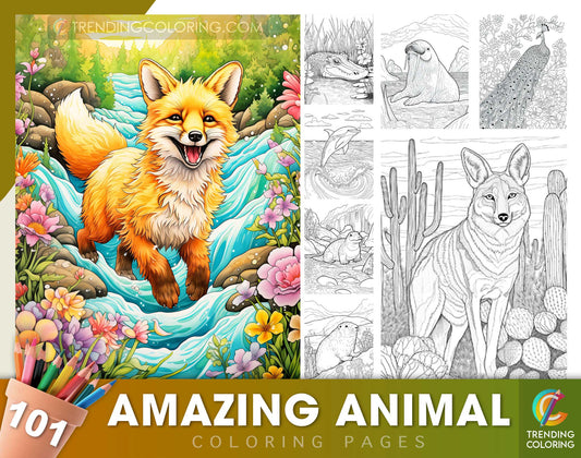 101 Amazing Animal Coloring Pages - Instant Download - Printable
