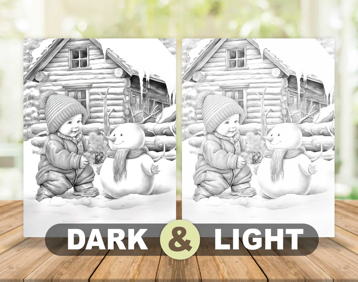 50 Christmas Vibes Grayscale Coloring Pages - Instant Download - Printable PDF Dark/Light
