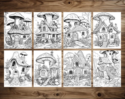 101 Enchanted Fairy House Coloring Pages - Instant Download - Printable