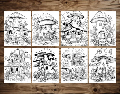 101 Enchanted Fairy House Coloring Pages - Instant Download - Printable