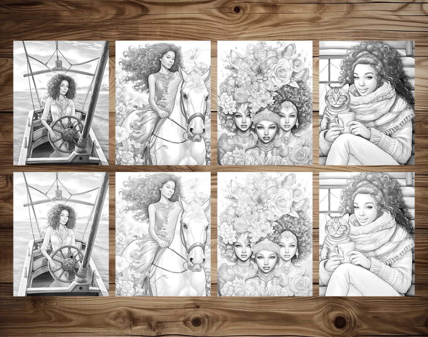 50 Proud Of Black Women Grayscale Coloring Pages - Instant Download - Printable PDF Dark/Light