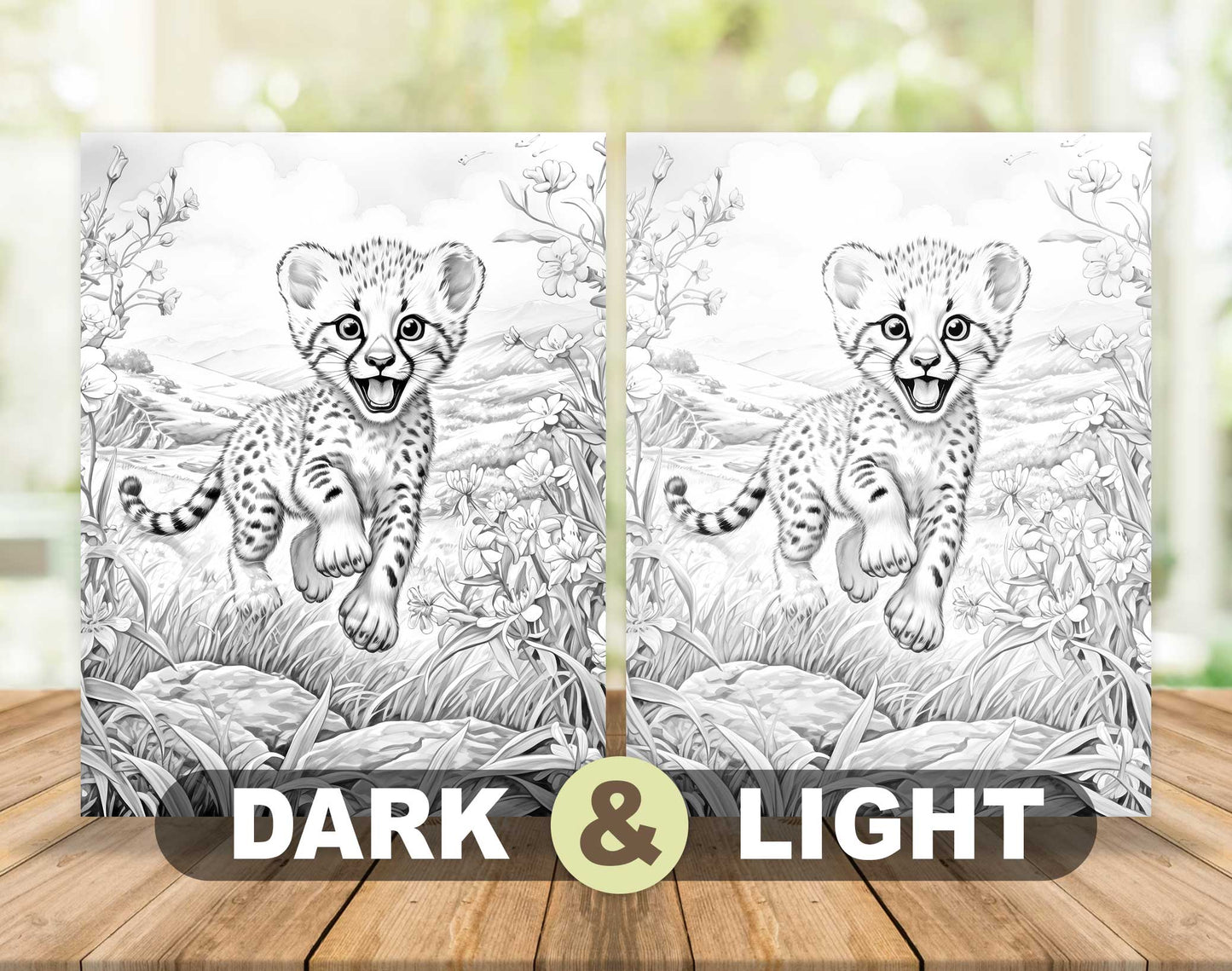 50 Spring Critter Grayscale Coloring Pages - Instant Download - Printable PDF Dark/Light