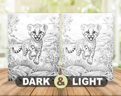 50 Spring Critter Grayscale Coloring Pages - Instant Download - Printable PDF Dark/Light