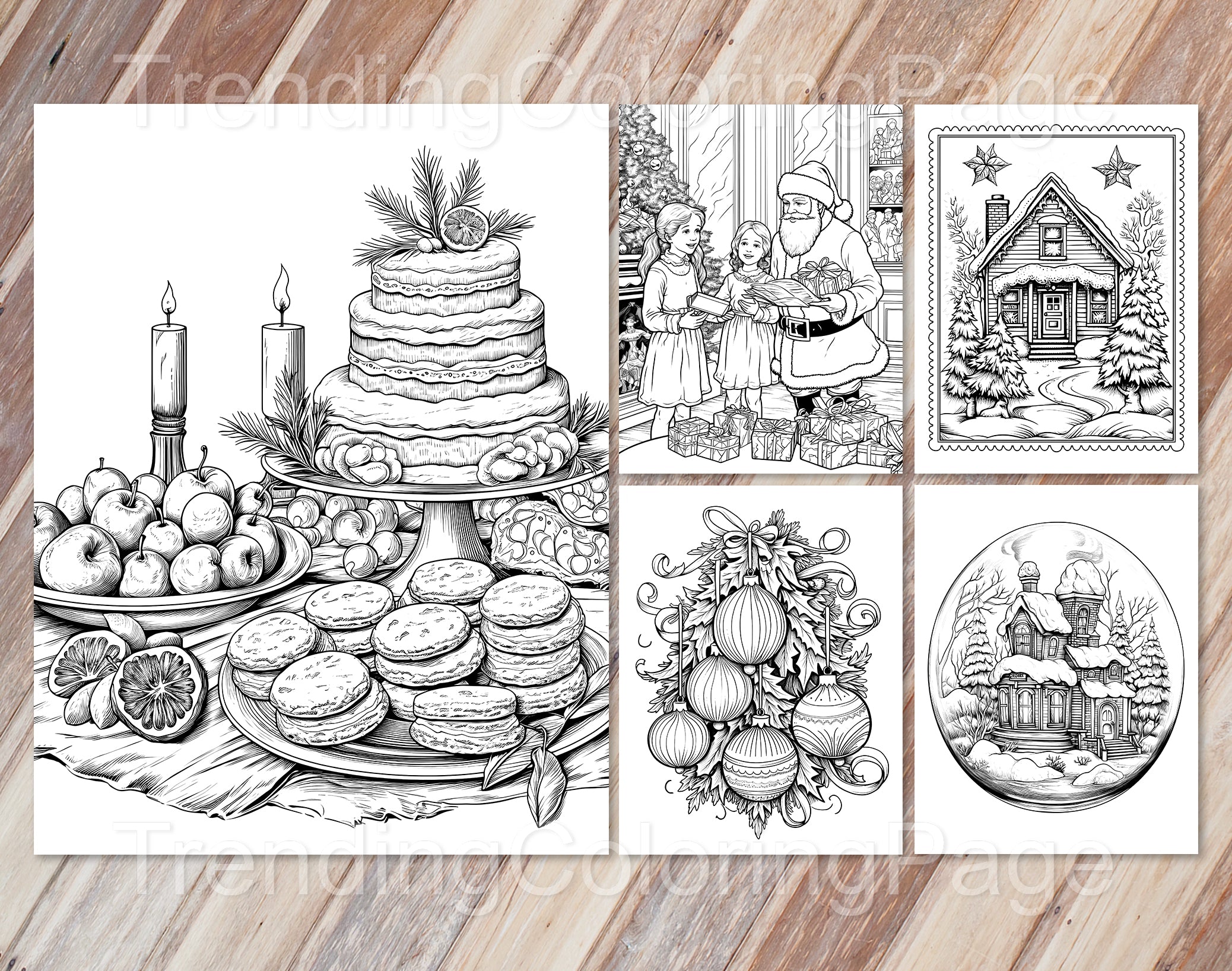 50 Vintage Christmas Coloring Pages - Instant Download - Printable