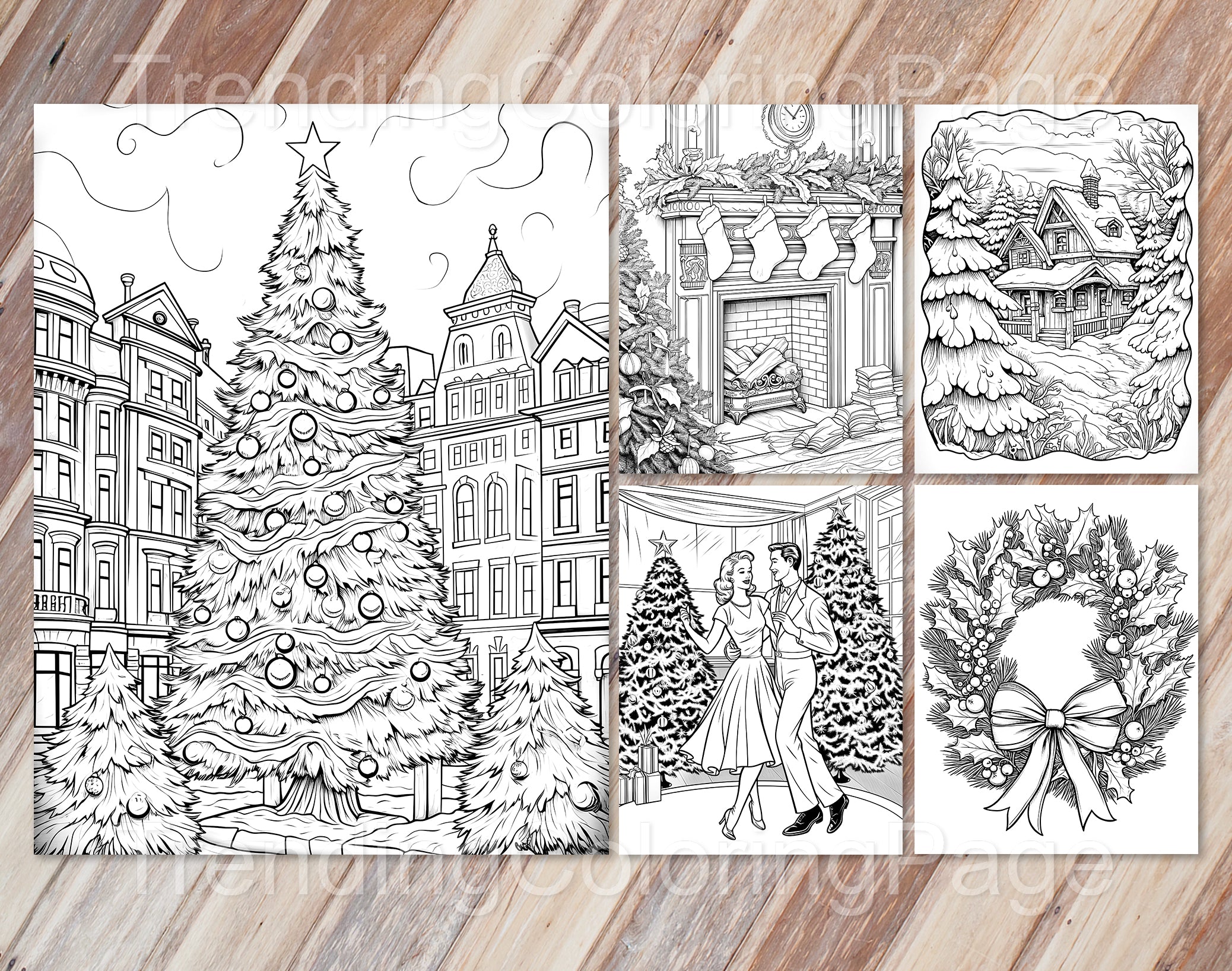 50 Vintage Christmas Coloring Pages - Instant Download - Printable