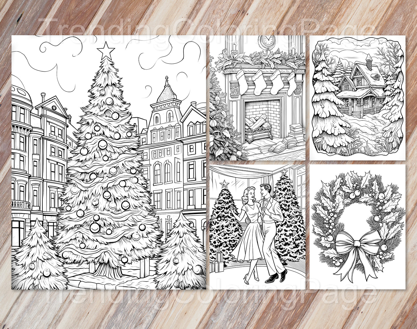 50 Vintage Christmas Coloring Pages - Instant Download - Printable PDF