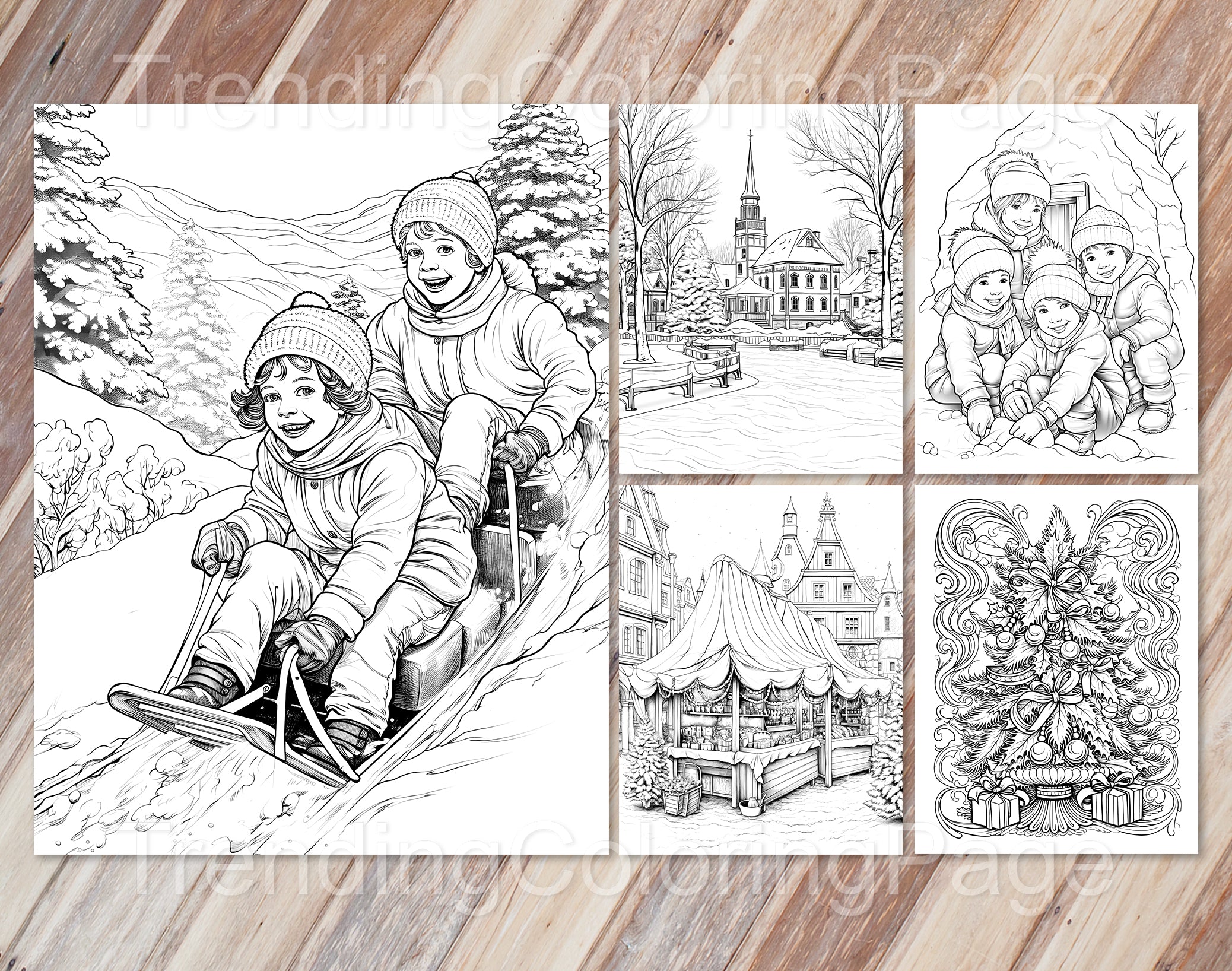 50 Vintage Christmas Coloring Pages - Instant Download - Printable