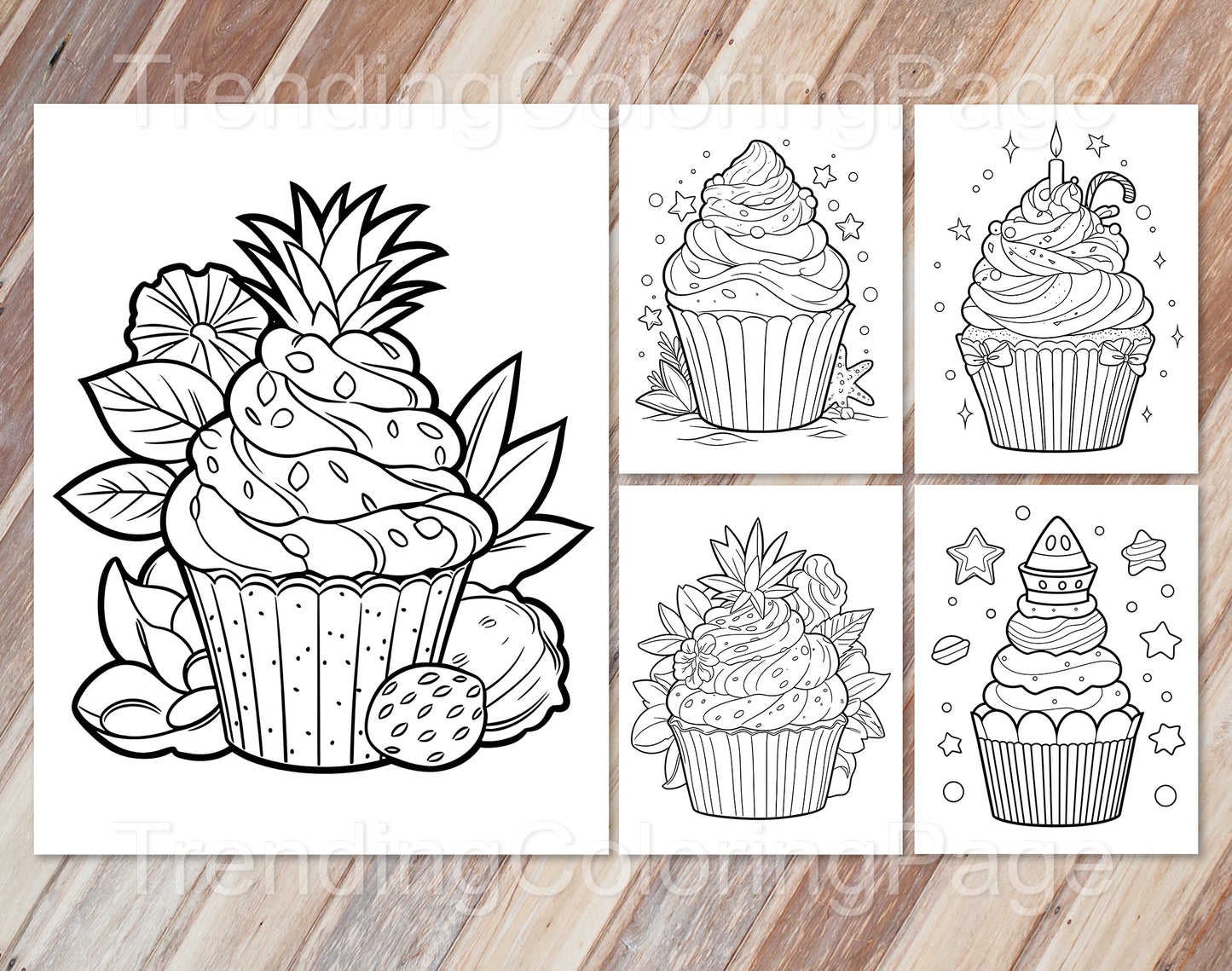 30 Adorable Cupcake Coloring Pages - Instant Download - Printable PDF