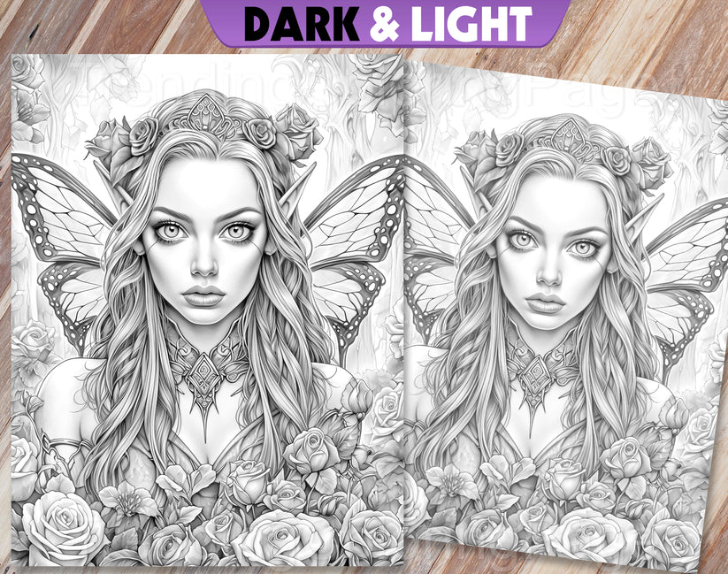 30 Fairy Queen Grayscale Coloring Pages - Instant Download - Printable ...