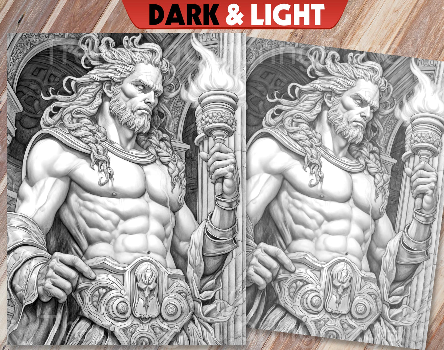 25 Greek Mythology Grayscale Coloring Pages - Instant Download - Printable Dark/Light