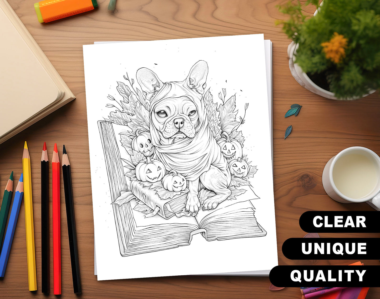 101 Open Magic Book - Halloween Worlds Coloring Pages - Instant Download - Printable PDF