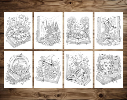 101 Open Magic Book - Halloween Worlds Coloring Pages - Instant Download - Printable PDF