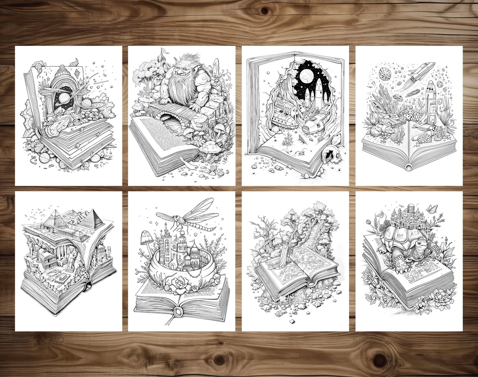 101 Open Magic Book Coloring Pages - Instant Download - Printable PDF ...