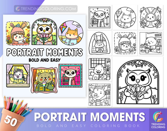 50 Portrait Moments Bold and Easy Coloring Pages