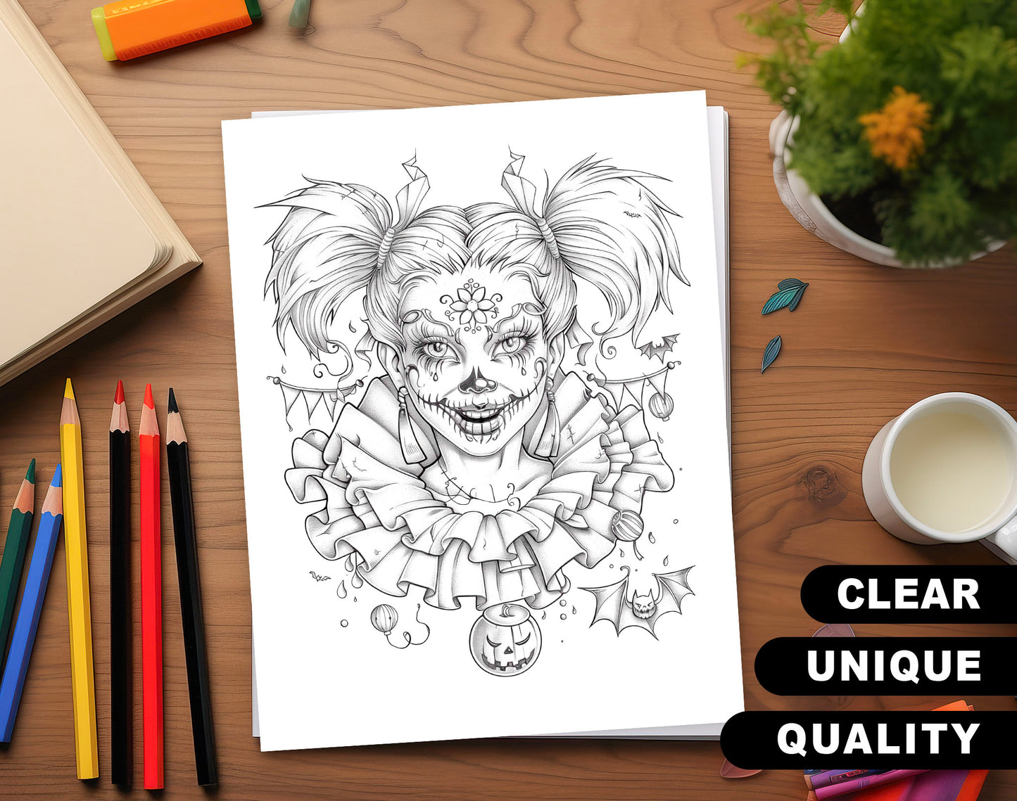 55 Spirits of Halloween - Santa Muerte Coloring Pages - Instant Download - Printable PDF