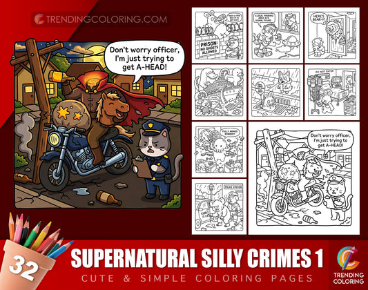 32 Supernatural Silly Crimes 1 Cute and Simple Coloring Pages - PDF Download