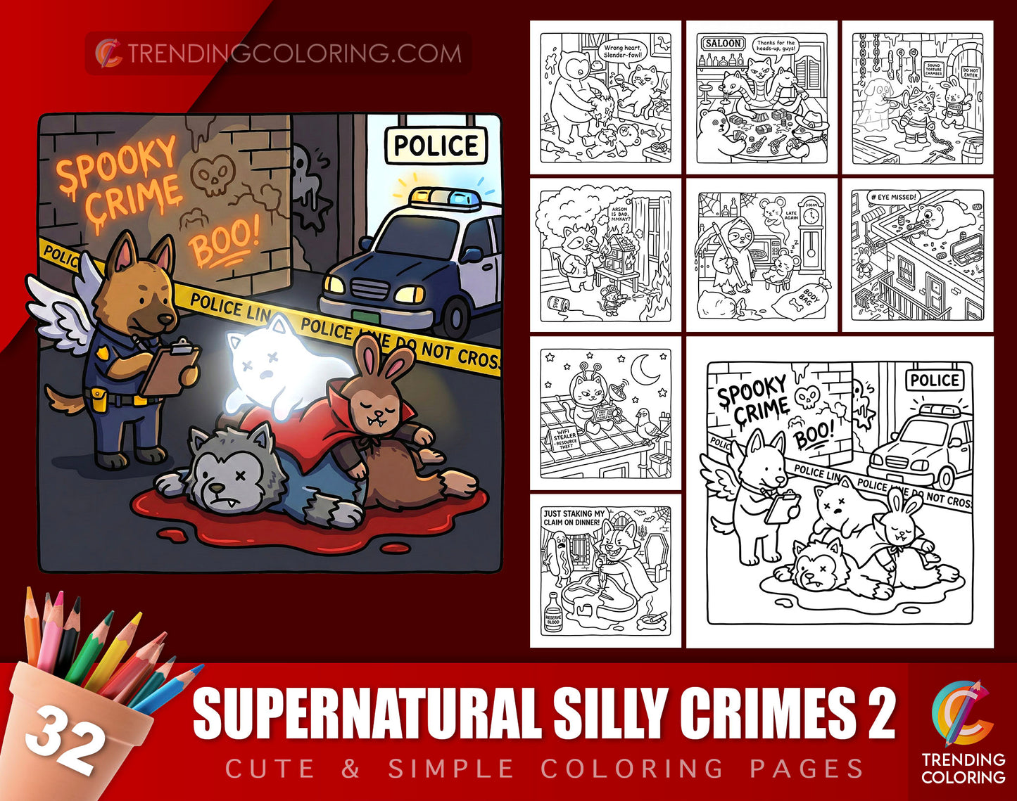 32 Supernatural Silly Crimes 2 Cute and Simple Coloring Pages - PDF Download