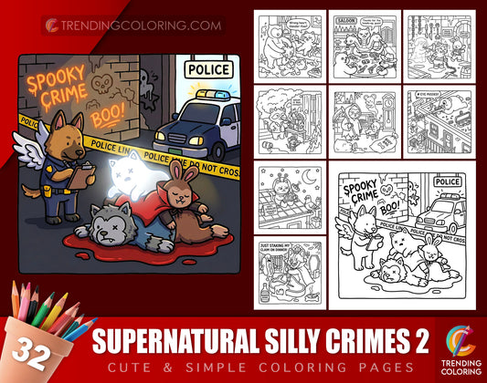 32 Supernatural Silly Crimes 2 Cute and Simple Coloring Pages - PDF Download