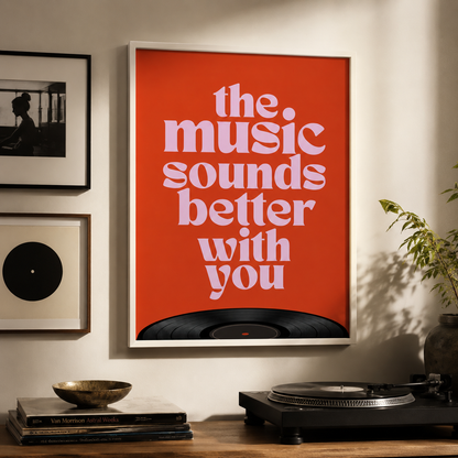 The Music Sounds Better With You Retro Typography Wall Art Decor – preview 10