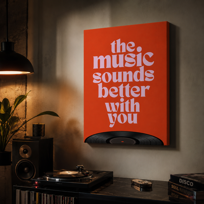 The Music Sounds Better With You Retro Typography Wall Art Decor – preview 11