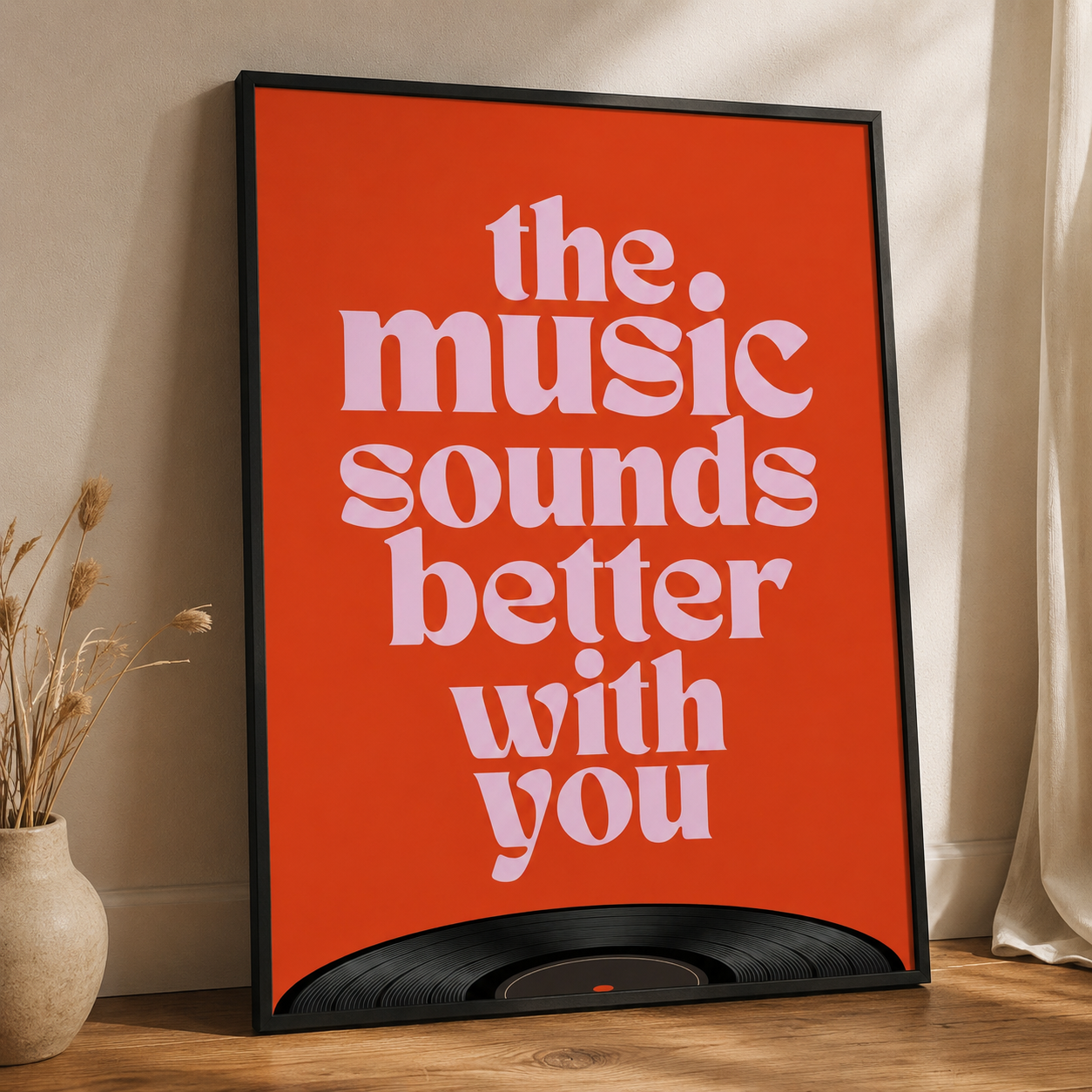 The Music Sounds Better With You Retro Typography Wall Art Decor – preview 2