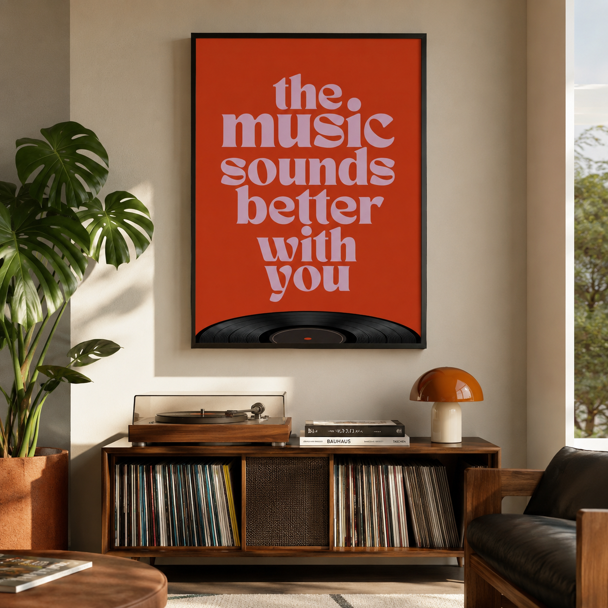 The Music Sounds Better With You Retro Typography Wall Art Decor – preview 3