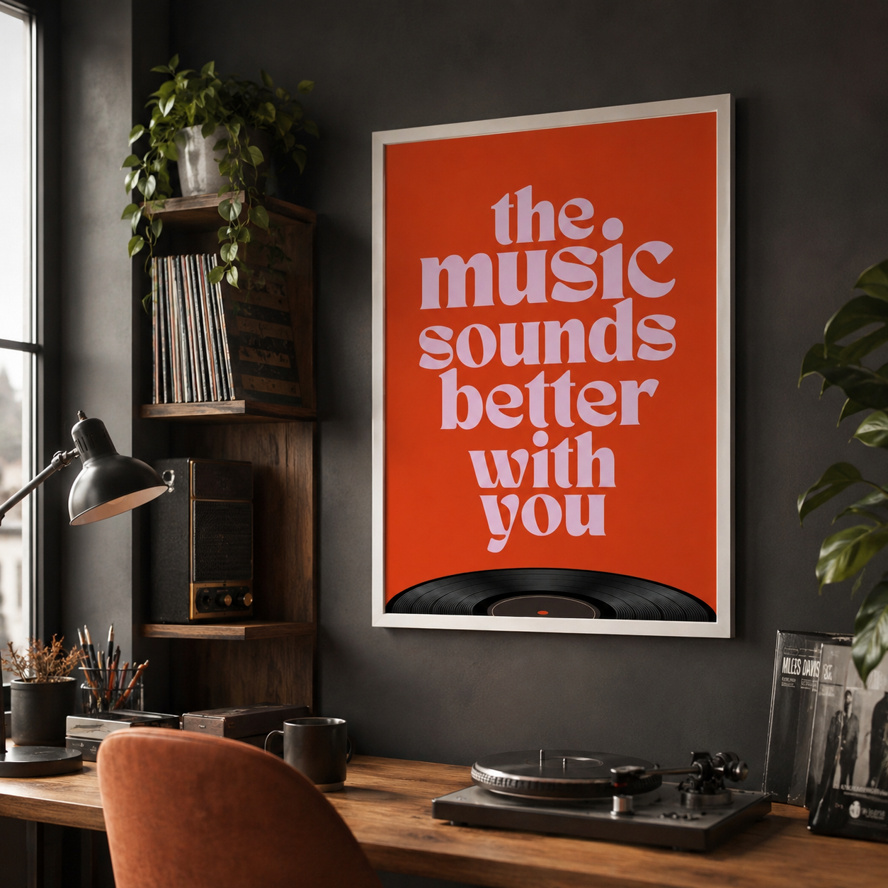 The Music Sounds Better With You Retro Typography Wall Art Decor – preview 4