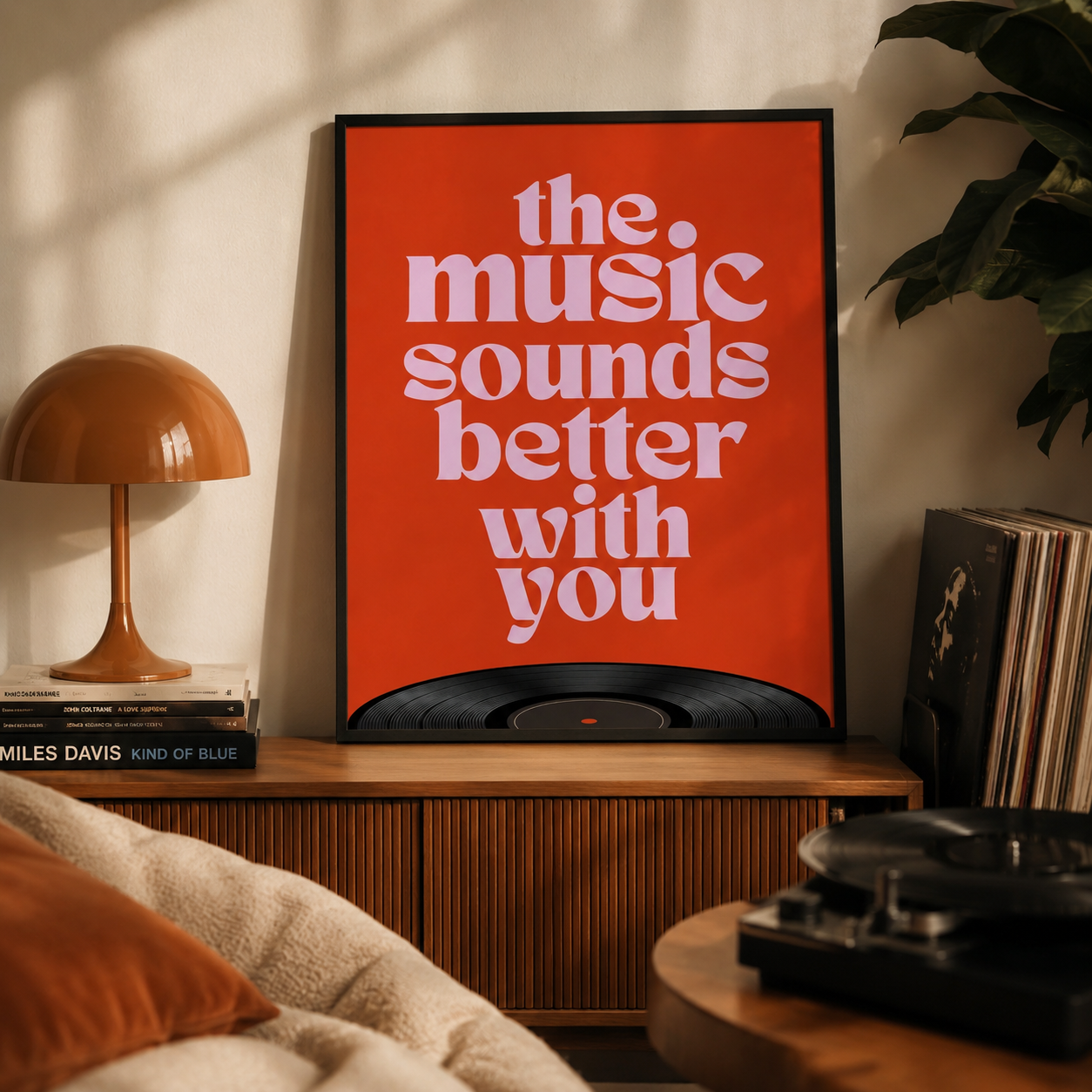 The Music Sounds Better With You Retro Typography Wall Art Decor – preview 5