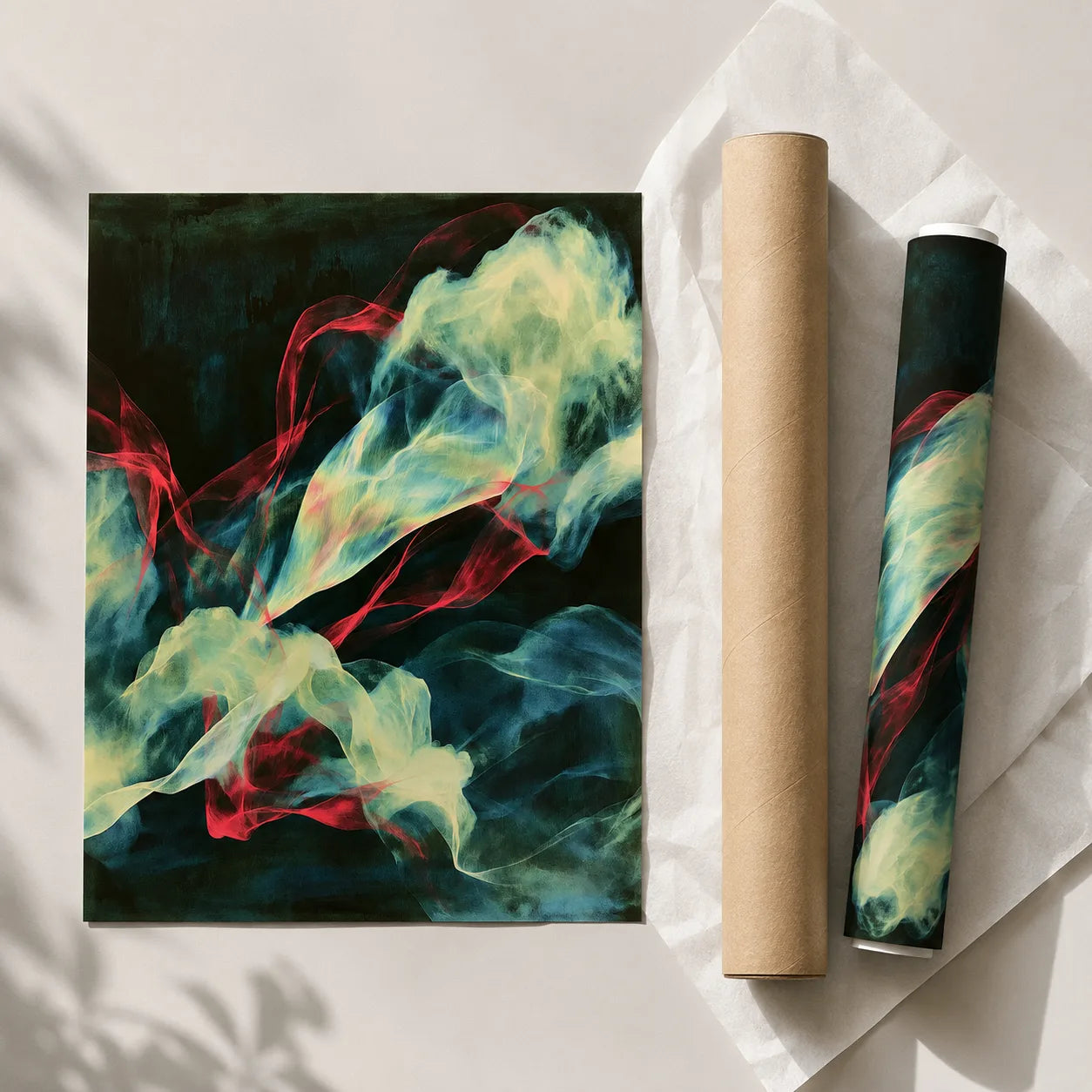Abstract Smoke Ribbons Wall Art Decor - Wall Art Decor - back view