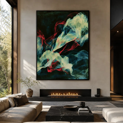 Abstract Smoke Ribbons Wall Art Decor - Wall Art Decor - close up