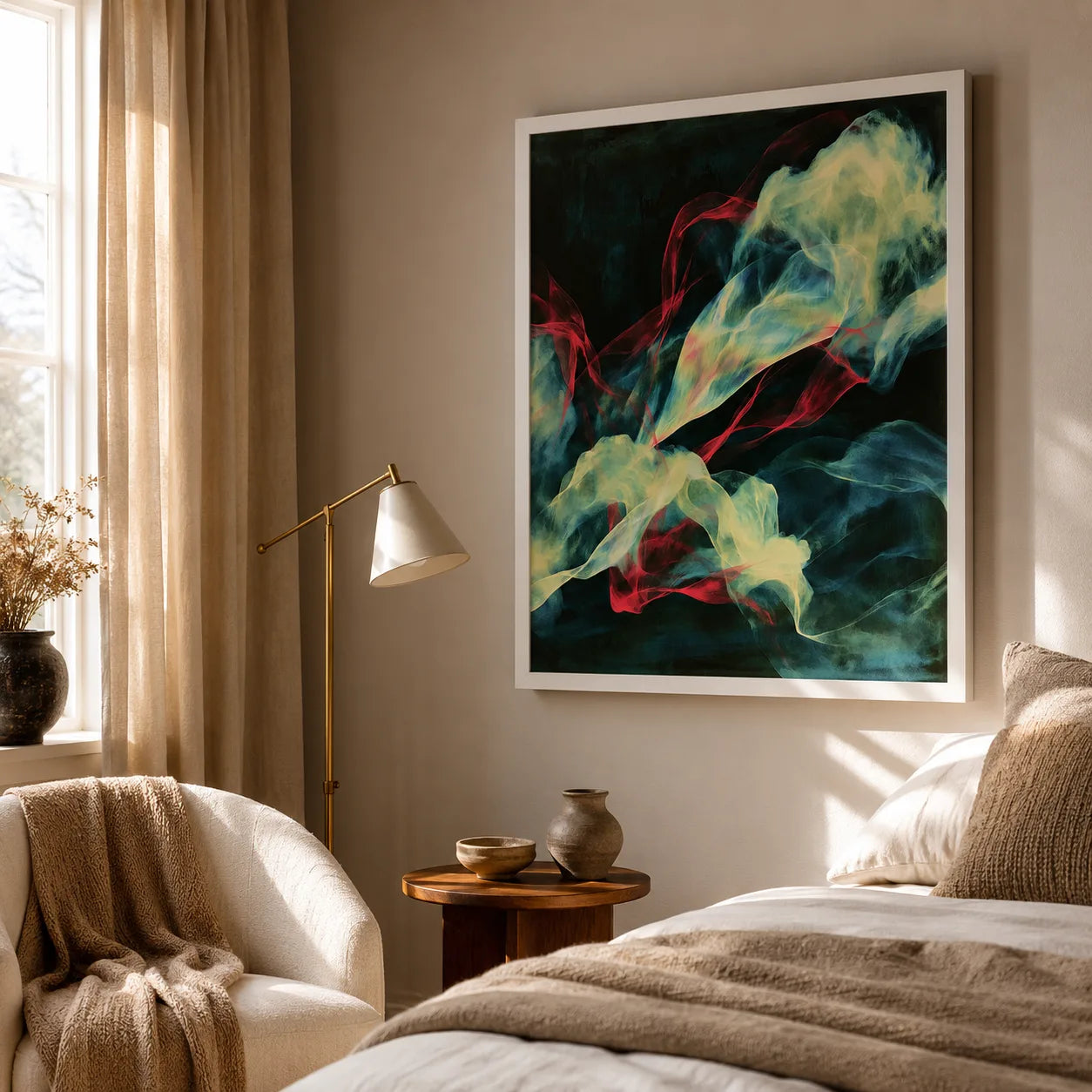 Abstract Smoke Ribbons Wall Art Decor - Wall Art Decor - in use