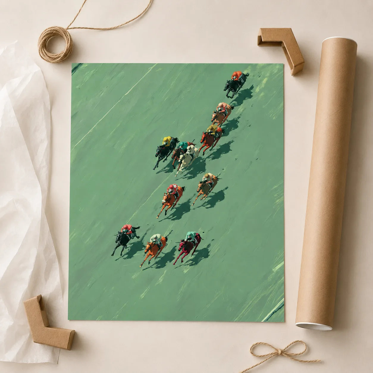 Aerial Horse Race Wall Art Decor - Wall Art Decor - back view