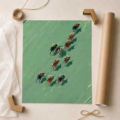 Aerial Horse Race Wall Art Decor - Wall Art Decor - back view