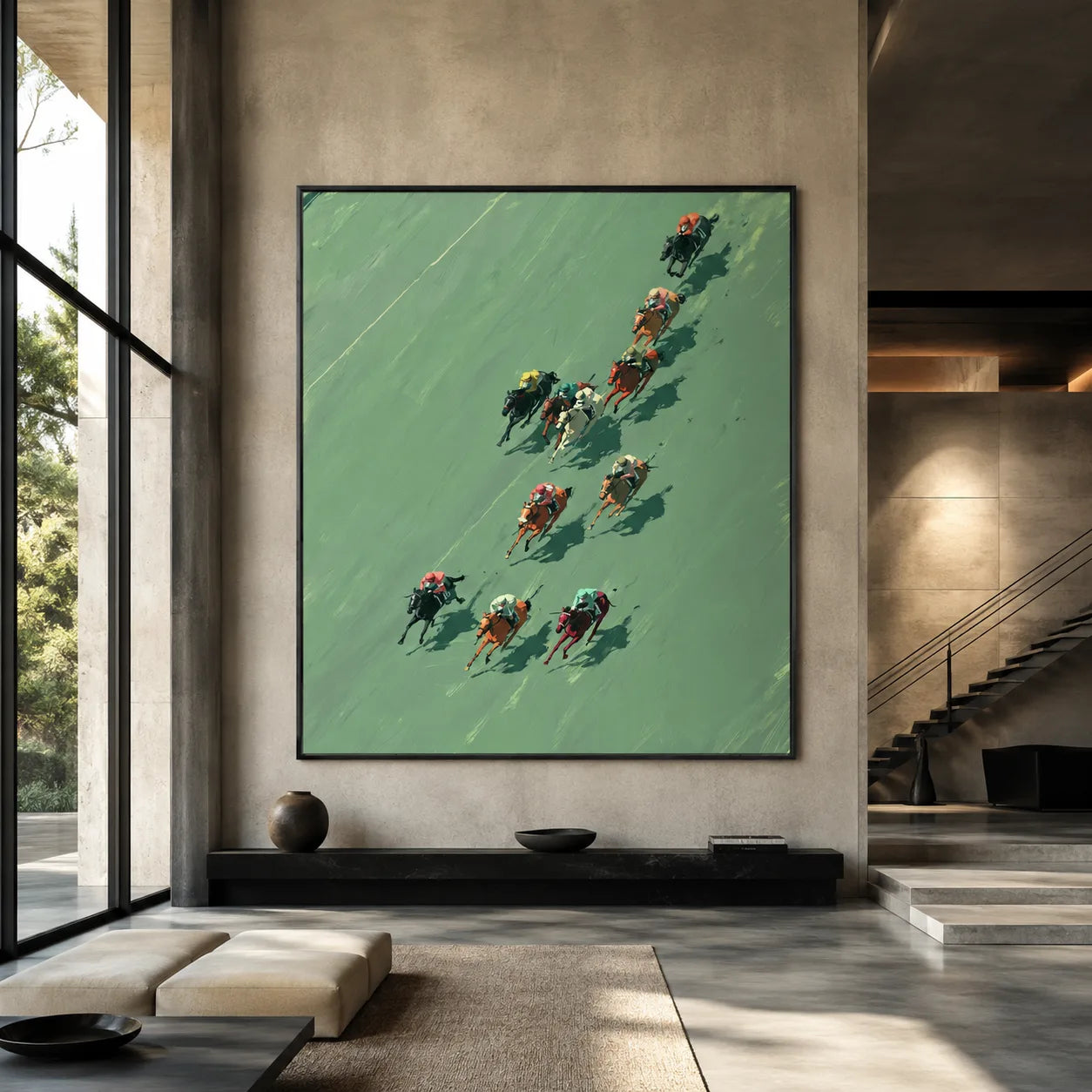 Aerial Horse Race Wall Art Decor - Wall Art Decor - close up