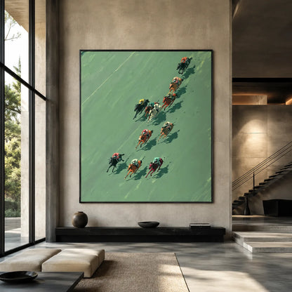 Aerial Horse Race Wall Art Decor - Wall Art Decor - close up