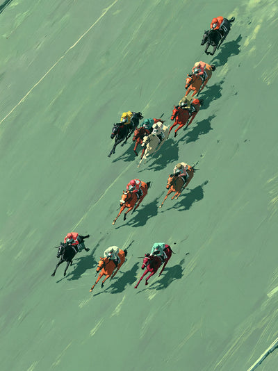 Aerial Horse Race Wall Art Decor