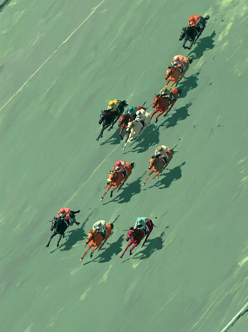 Aerial Horse Race Wall Art Decor